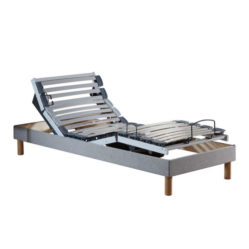 Lit Électrique De Relaxation Multi Lattes Lisse Gris 90 X 200