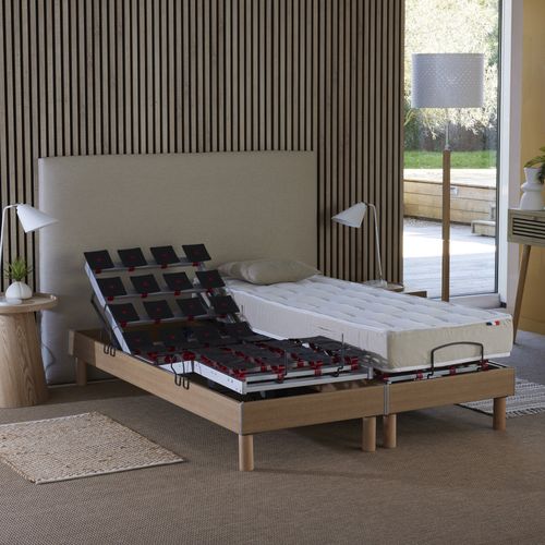Lit Électrique Relaxation à Plots + Matelas 100% Latex 180x200 Cm