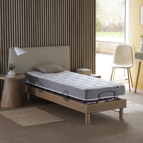 Lit Électrique Relaxation à Plots + Matelas Mousse Mémoire De Forme 90 X 190 Cm