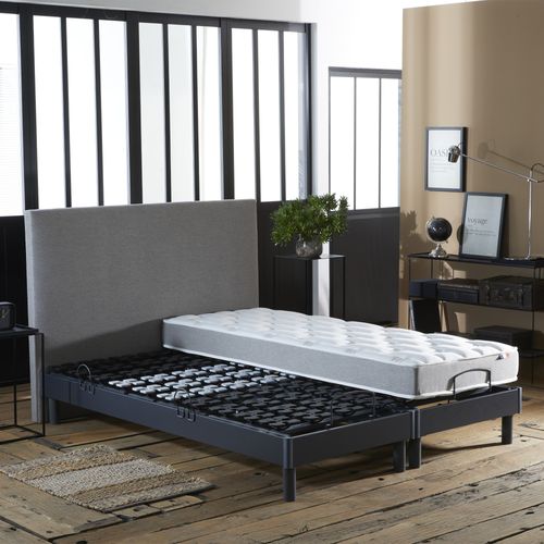 Lit Électrique De Relaxation à Plots + Matelas Mousse Mémoire De Forme 2x90 X 200 Cm