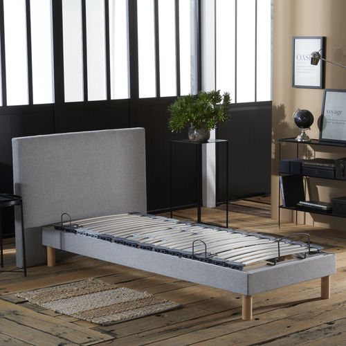 Lit Électrique De Relaxation Lattes + Matelas 100% Latex Gris Clair 90 X 190