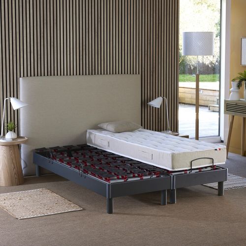 Lot De 2 Lits Électriques à Plots Réglables Gris Anthracite 2x80x200