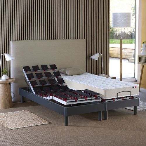 Lot De 2 Lits Électriques à Plots Réglables Gris Anthracite 2x80x200