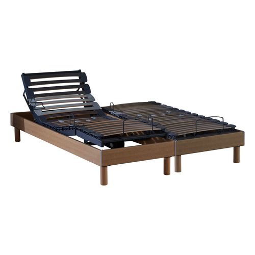 Lot De 2 Lits Électriques De Relaxation Multi Lattes Chêne Clair 2x90 X 200