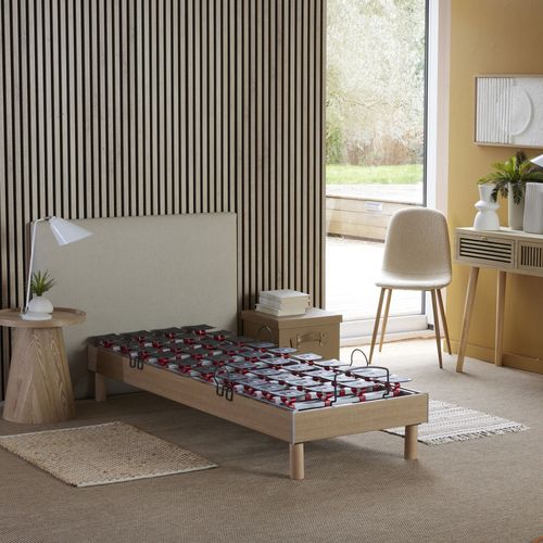 Lit Électrique Relaxation à Plots Réglables Chêne Clair Made In France 90 X 190