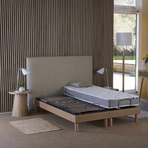 Lit Électrique Relaxation Multi Lattes Chêne Clair Made In France 70 X 190