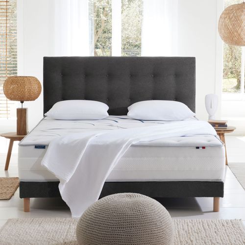 Tete De Lit Capitonnée Eden Gris Anthracite Chenille Bouclettes 180x200