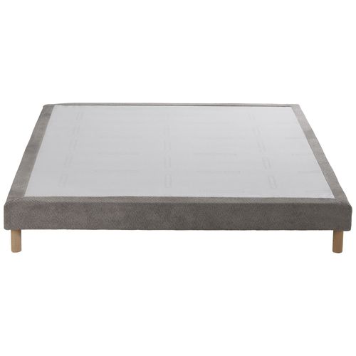 Sommier Tapissier Eden Gris Clair Bois Massif Chenille Bouclettes 140x200