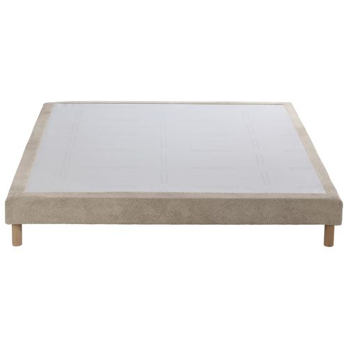 Sommier Tapissier Eden Crème Bois Massif Chenille Bouclettes 140x190