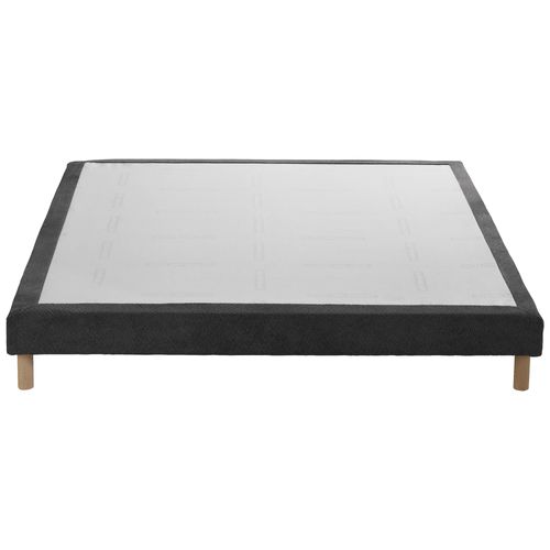 Sommier Tapissier Eden Gris Anthracite Bois Massif Chenille Bouclettes 140x200