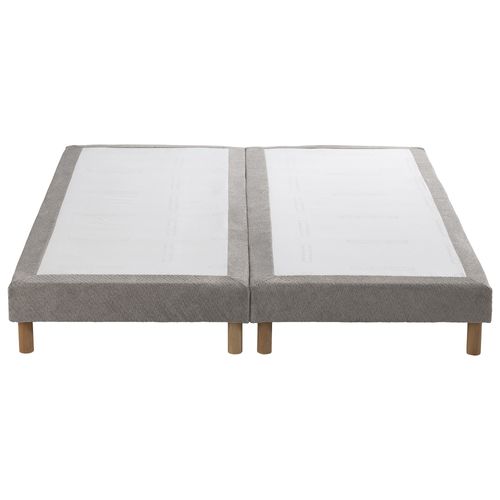 Sommier Tapissier Eden Gris Clair Bois Massif Chenille Bouclettes 2x80x200