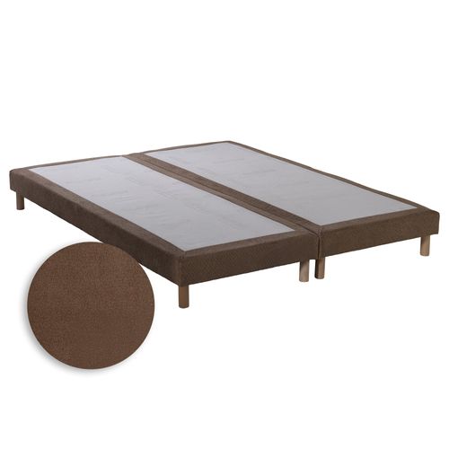 Sommier Tapissier Eden Moka Bois Massif Chenille Bouclettes 2x80x200