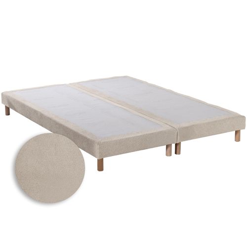 Sommier Tapissier Eden Crème Bois Massif Chenille Bouclettes 2x90x200