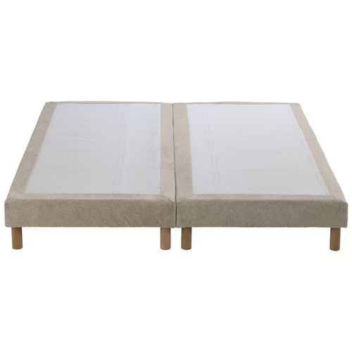 Sommier Tapissier Eden Crème Bois Massif Chenille Bouclettes 2x90x200