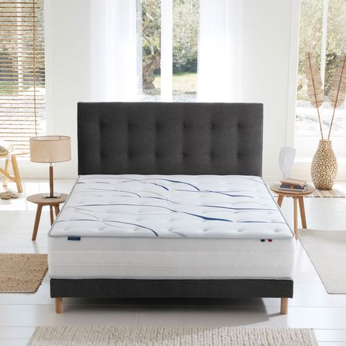 Ensemble Matelas Mousse 140x200 cm Memoria + Sommier + Tête De Lit Gris Anthracite