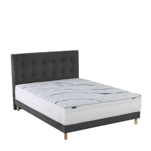 Ensemble Matelas Mousse 140x200 cm Memoria + Sommier + Tête De Lit Gris Anthracite