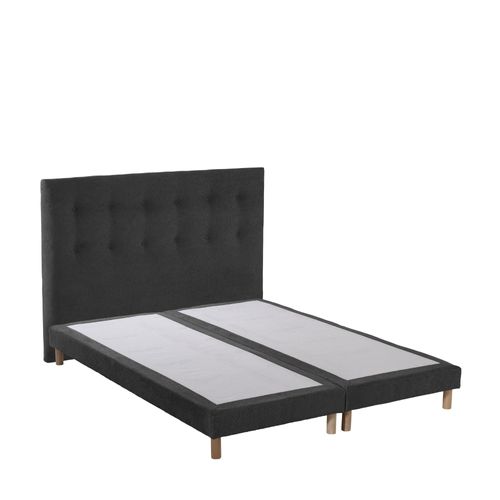 Ensemble Matelas Mousse HD Serena + Sommier + Tête De Lit Bouclettes Gris Anthracite 2x90x200