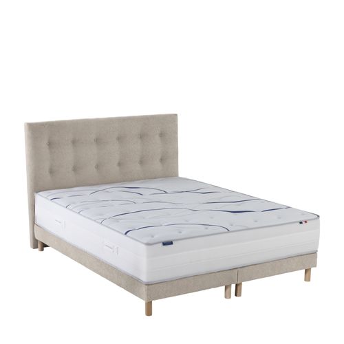 Ensemble Matelas Mousse 180x200 cm (2x90x200) Altea + Sommier + Tête De Lit Crème Crème