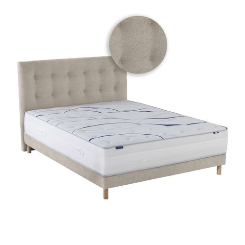 Ensemble Matelas Mousse 140x200 cm Altea + Sommier + Tête De Lit Crème Crème