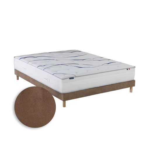Ensemble Matelas Mousse HD Nuvia + Sommier Chenille Bouclettes Moka Couleur Moka 140 X 200