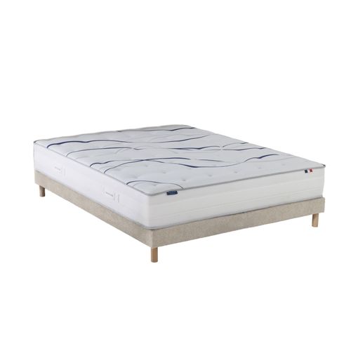 Ensemble Matelas Mousse HD Nuvia + Sommier Chenille Bouclettes Crème Couleur Crème 140 X 200