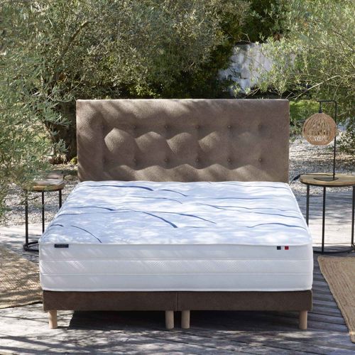 Ensemble Matelas Mousse Elysia + Sommier Chenille Bouclettes Moka Couleur Moka 2x90 X 200