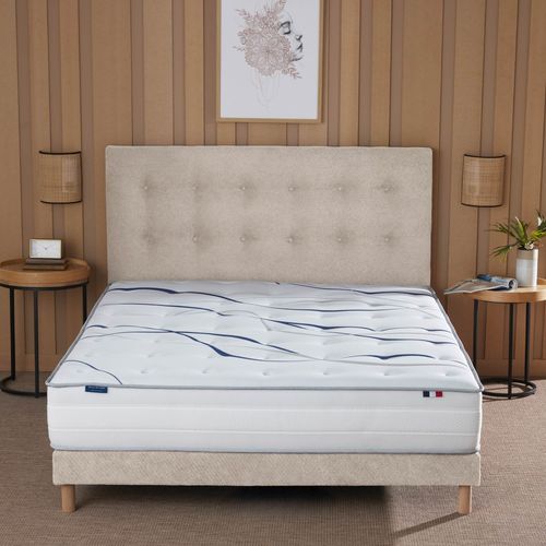 Ensemble Matelas Mousse Elysia + Sommier Chenille Bouclettes Crème Couleur Crème 140 X 190
