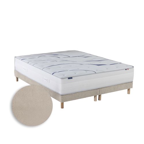 Ensemble Matelas Mousse Elysia + Sommier Chenille Bouclettes Crème Couleur Crème 2x80 X 200