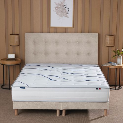 Ensemble Matelas Mousse Elysia + Sommier Chenille Bouclettes Crème Couleur Crème 2x80 X 200