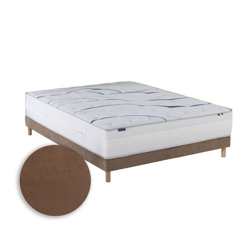 Ensemble Matelas Mousse Memoria + Sommier Chenille Bouclettes Moka Couleur Moka 140 X 190