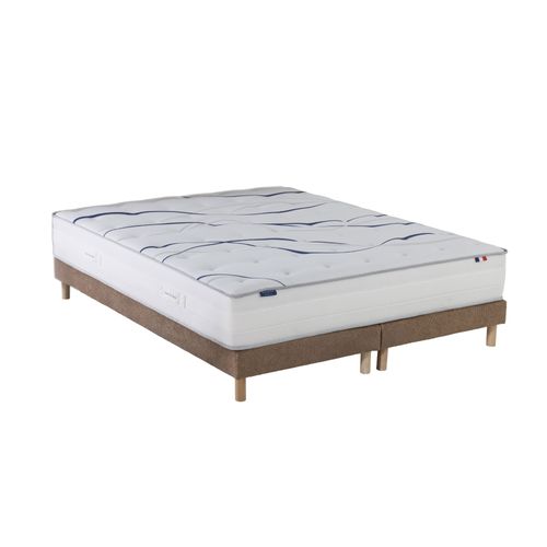 Ensemble Matelas Mousse HD Serena + Sommier Chenille Bouclettes Moka Couleur Moka 2x80 X 200