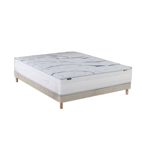 Ensemble Matelas Mousse Altea + Sommier Chenille Bouclettes Crème Couleur Crème 140 X 190
