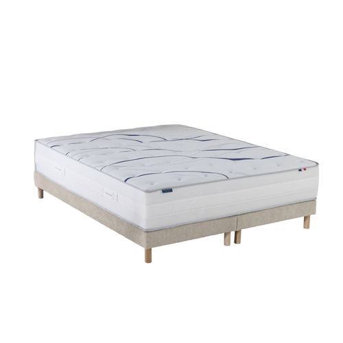 Ensemble Matelas Mousse Altea + Sommier Chenille Bouclettes Crème Couleur Crème 2x90x200