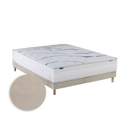 Ensemble Matelas Mousse Altea + Sommier Chenille Bouclettes Crème Couleur Crème 140 X 200