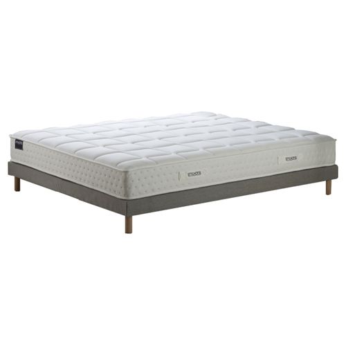 Ensemble Matelas Ressorts 7 Zones H 22 Cm Mousse HD Sommier Lattes Fixes Gris 140x200