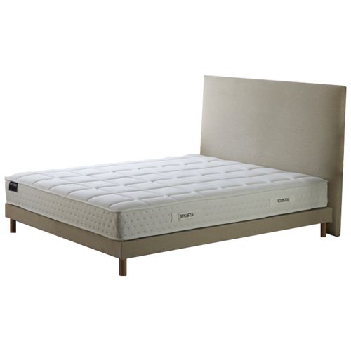 Ensemble Matelas Ressorts 7 Zones H 22 Cm + Sommier Kit Lattes + Tete De Lit Lisse Beige 140x200