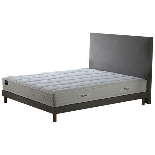 Ensemble Matelas Ressorts 7 Zones H 22 Cm + Sommier Kit Lattes + Tete De Lit Lisse Gris 160x200