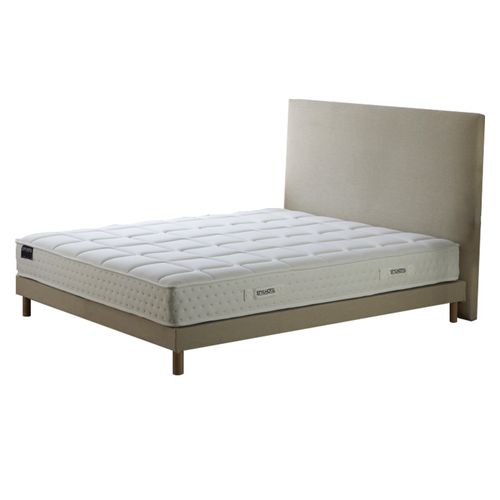 Ensemble Matelas Ressorts Tudor 7 Zones H 22 Cm + Sommier + Tete De Lit Lisse Gris 140x190
