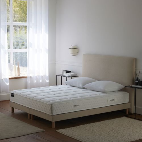 Ensemble Matelas Ressorts 160x200 cm Mousse HD Sommier Tapissier Lattes  2x80x200 Tête De Lit Beige