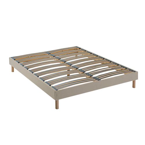 Ensemble Matelas Ressorts 7 Zones H 26 Cm Mousse Hypersoft + Sommier à Lattes En Kit Beige 140x190