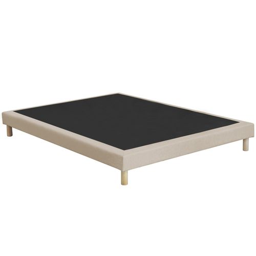 Ensemble Matelas Ressorts 7 Zones H 26 Cm Mousse Hypersoft Sommier Lattes Fixes Beige 140x200