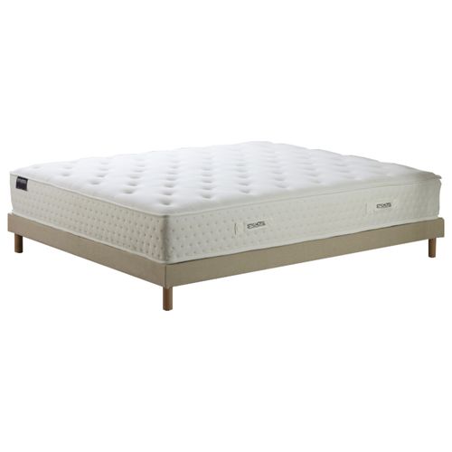 Ensemble Matelas Ressorts 7 Zones H 26 Cm Mousse Hypersoft Sommier Lattes Flexibles Beige 140x190