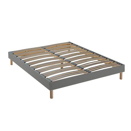 Ensemble Matelas Ressorts Tudor 7 Zones H 26 Cm + Sommier Kit + Tete De Lit Capitonnee Gris 140x190