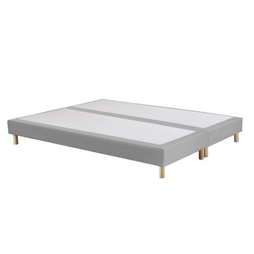 Ensemble Matelas Ressorts 7 Zones H 26 Cm + Sommier Lattes + Tete De Lit Capitonnee Gris 2x80x200