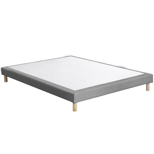 Ensemble Matelas Ressorts 7 Zones H 26 Cm + Sommier Lattes + Tete De Lit Capitonnee Gris 140x200