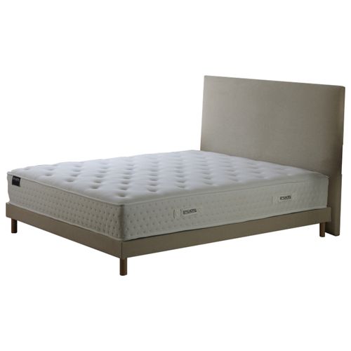 Ensemble Matelas Ressorts 140x190 cm Mousse Supraform Sommier Tapissier Tête De Lit Beige