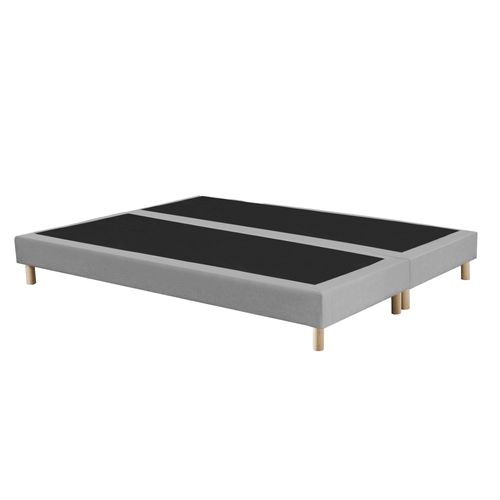 Ensemble Matelas Ressorts Tudor 7 Zones H 26 Cm + Sommier + Tete De Lit Lisse Gris 2x80x200