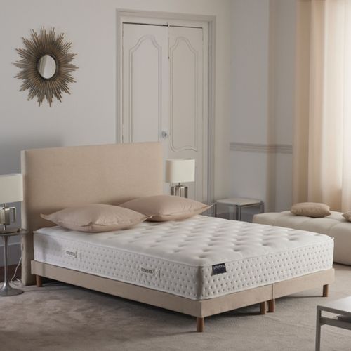 Ensemble Matelas Ressorts 160x200 cm Mousse Supraform Sommier Tapissier 2x80x200 Tête De Lit Beige