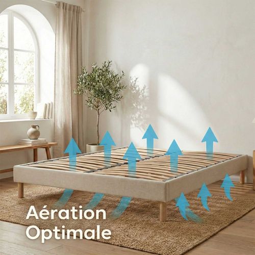 Ensemble Matelas Hybride Ressorts Zoné H 29 Cm Mousse Softtouch + Sommier à En Kit Beige 140x200