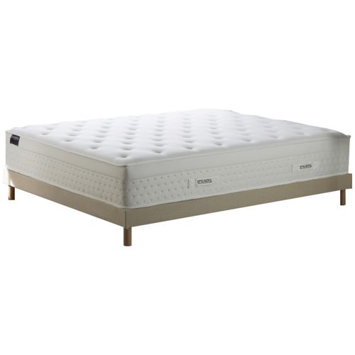 Ensemble Matelas Hybride Ressorts Zoné H 29 Cm Mémoire De Forme Sommier Lattes Beige 140x190
